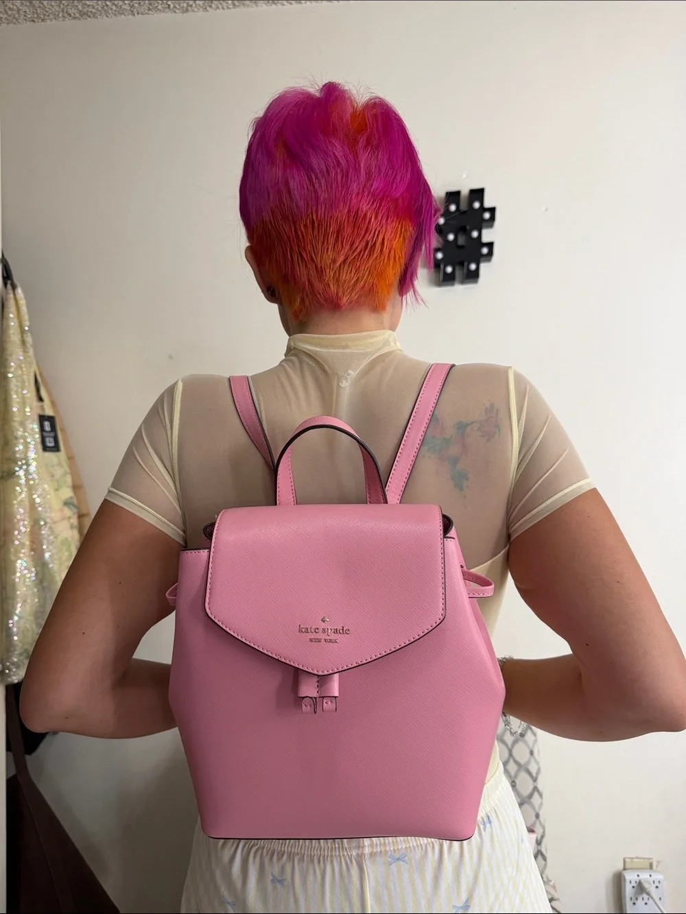 kate spade Pink Saffiano Leather Mini Backpack